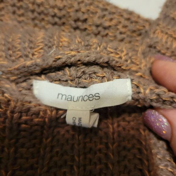 Maurices Light Brown Bobble Sleeve Open Front Knit Cardigan Women's Size XL - Picture 5 of 8